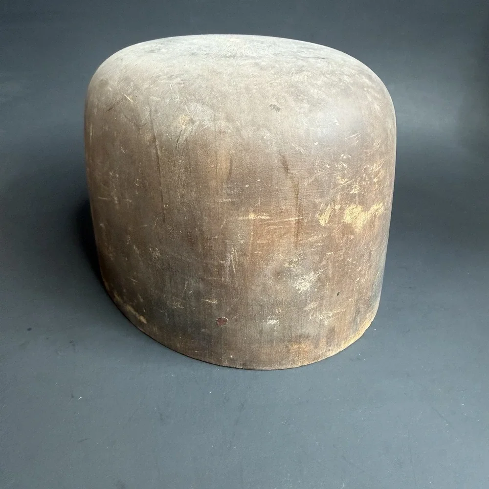 Antique Primitive Millinery Wood Hat Block Mold Form Hatter Tool 7 1/4